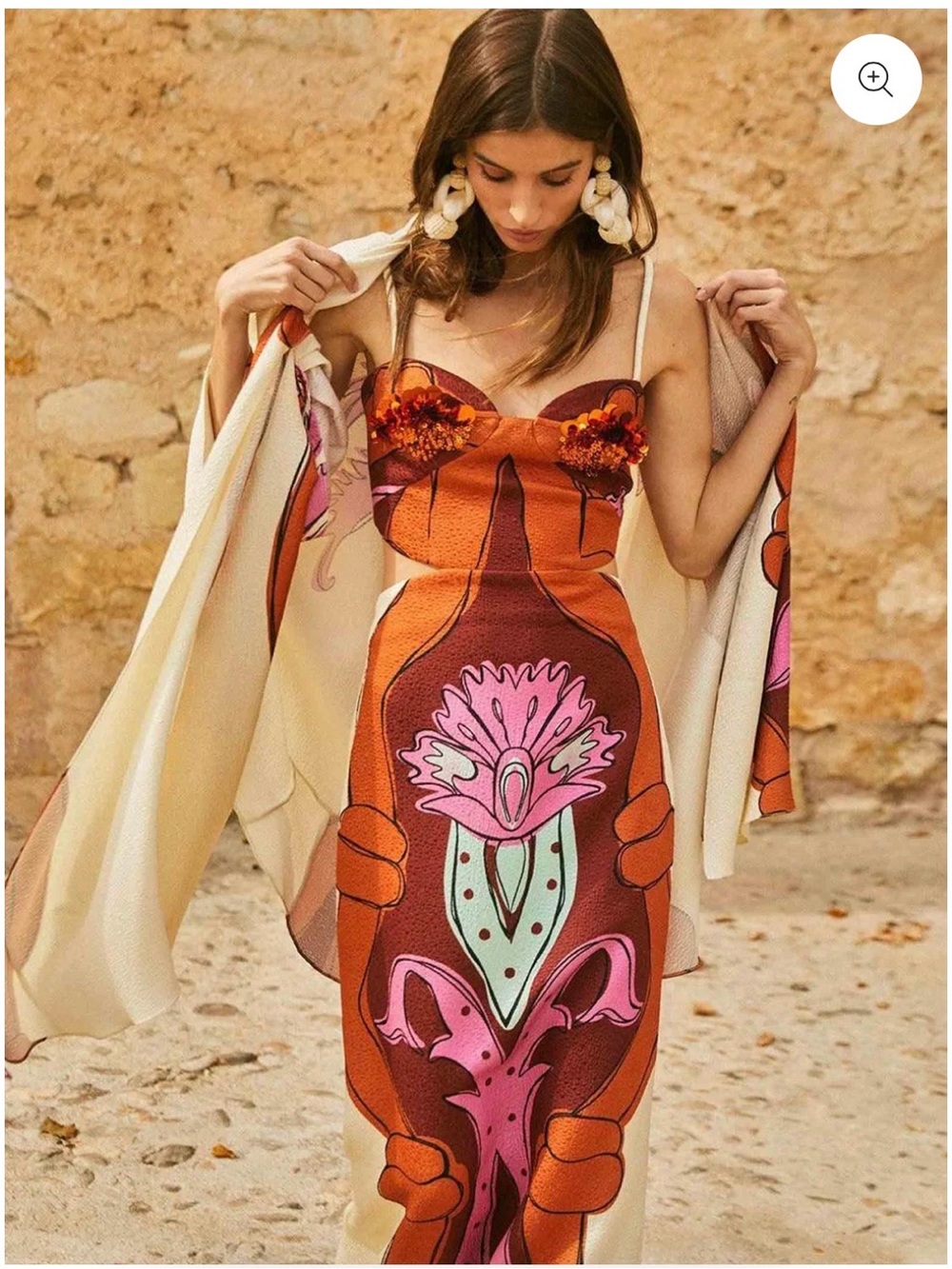 Johanna Ortiz Flores De Alma Silk Maxi Dress with Wool & Silk Blend Shawl